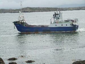 Árainn Mhóir - a roll on, roll off ferry arriving at Arranmore harbour