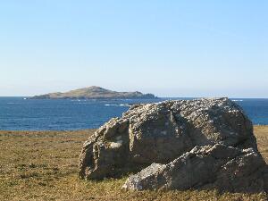 Cruagh Island seen from Omey is noted fot its nesting colony of over 3.000 pairs of Manx Shearwater.